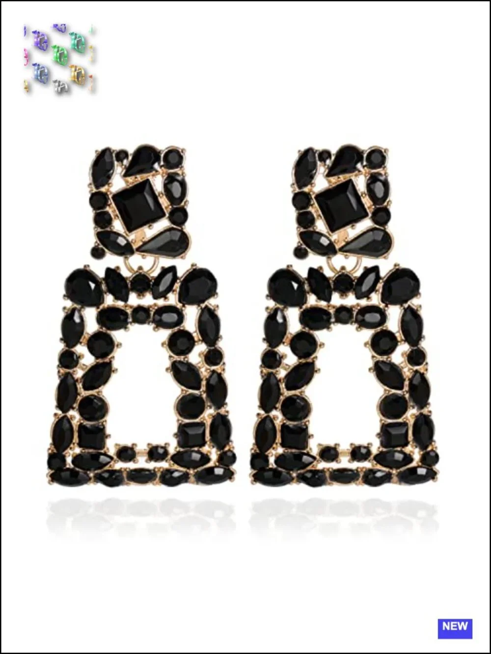 Rhinestone Rectangle Dangle Statement Earrings Crystal Geometric Drop